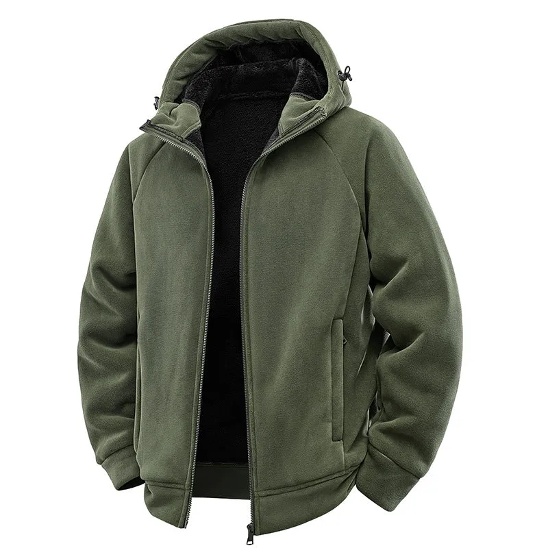 Herren Gefütterte Kapuzen-Fleecejacke mit Teddyfutter und durchgehendem Reißverschluss Nord Taschen