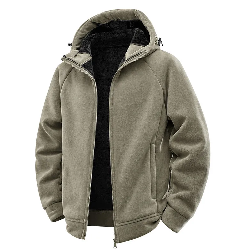Herren Gefütterte Kapuzen-Fleecejacke mit Teddyfutter und durchgehendem Reißverschluss Nord Taschen