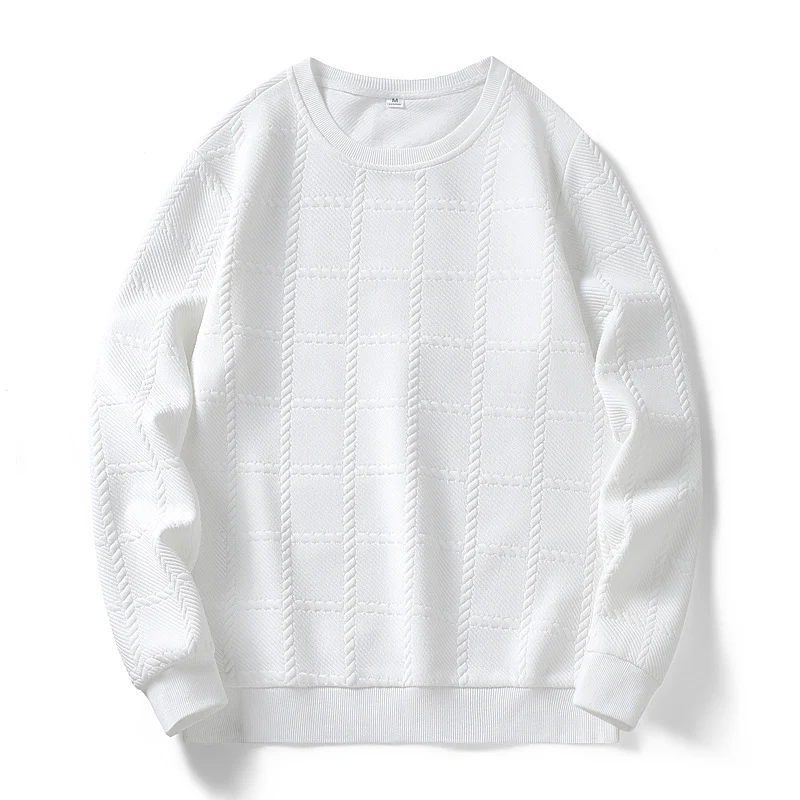 Herren Feinstrukturierter Rundhals‑Strickpullover mit Karomuster und lässigem Schnitt Nord Taschen