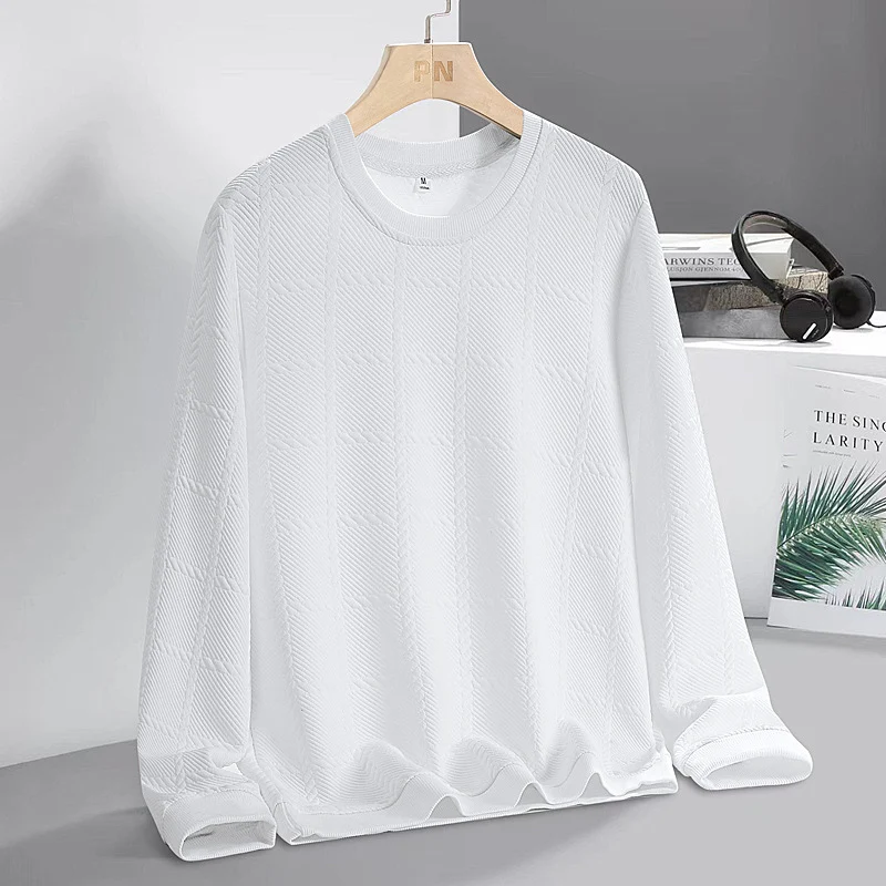 Herren Feinstrukturierter Rundhals‑Strickpullover mit Karomuster und lässigem Schnitt Nord Taschen