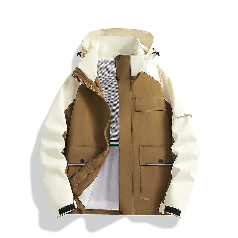Herren dreilagige Trekkingjacke mit verschweißten Nähten, Kapuze und Multifunktionstaschen Nord Taschen