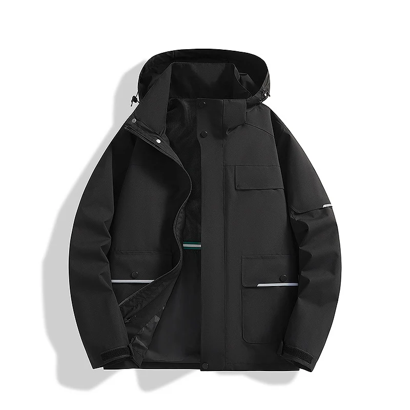 Herren dreilagige Trekkingjacke mit verschweißten Nähten, Kapuze und Multifunktionstaschen Nord Taschen