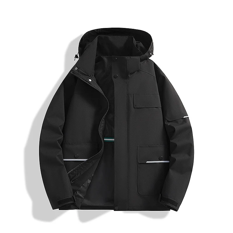 Herren dreilagige Trekkingjacke mit verschweißten Nähten, Kapuze und Multifunktionstaschen Nord Taschen