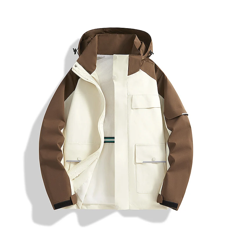 Herren dreilagige Trekkingjacke mit verschweißten Nähten, Kapuze und Multifunktionstaschen Nord Taschen
