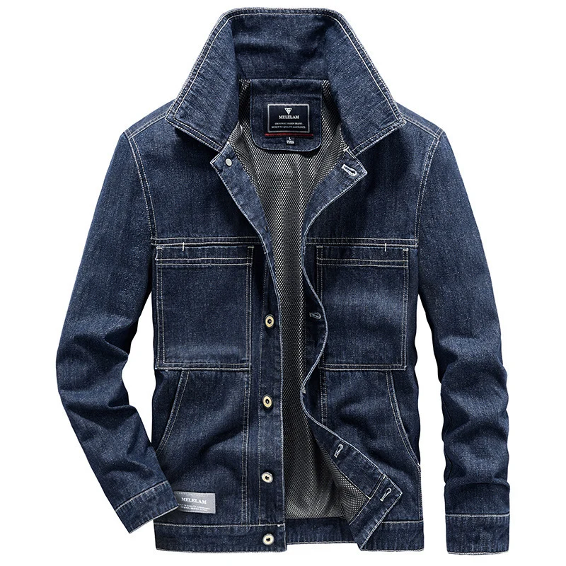 Herren Robuste Denim-Workerjacke mit Netzfutter Nord Taschen