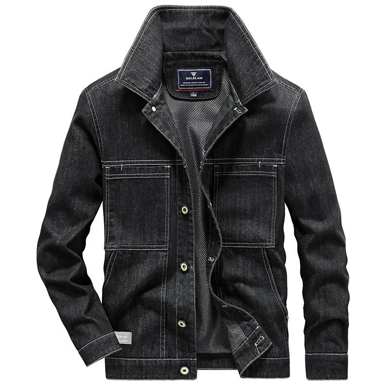 Herren Robuste Denim-Workerjacke mit Netzfutter Nord Taschen