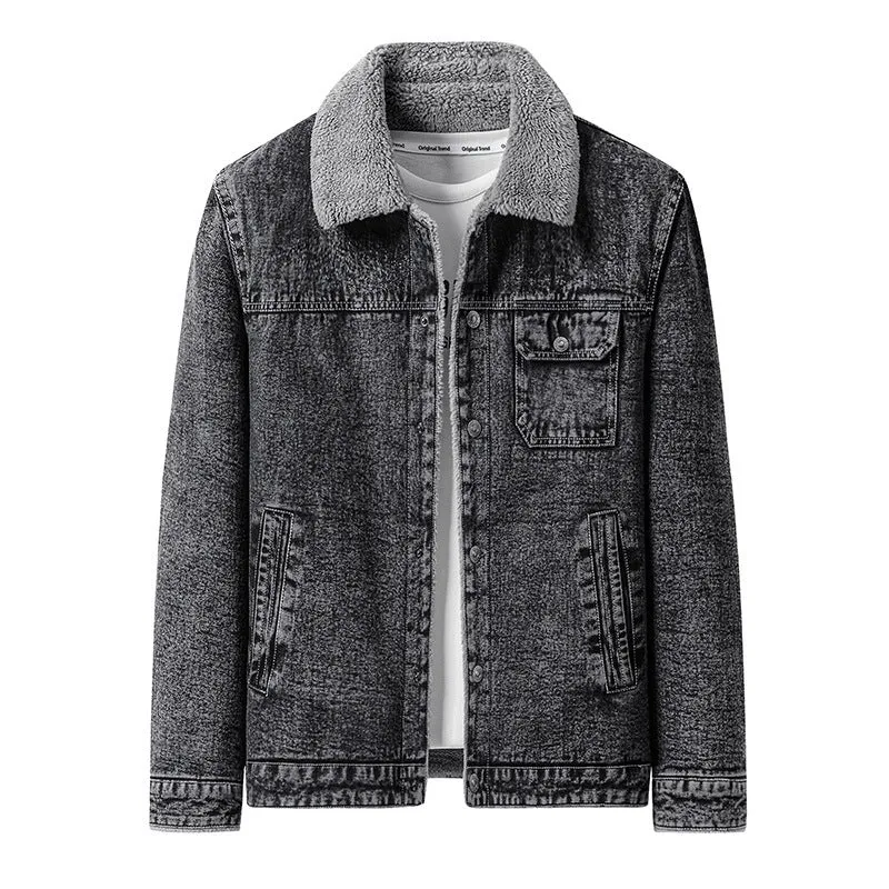 Herren Overshirt-Jacke aus Denim mit Teddyfutter und Sherpa-Kragen Nord Taschen