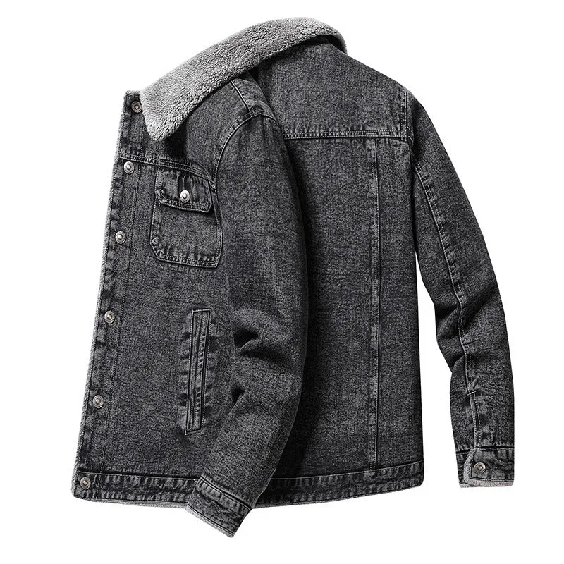 Herren Overshirt-Jacke aus Denim mit Teddyfutter und Sherpa-Kragen Nord Taschen