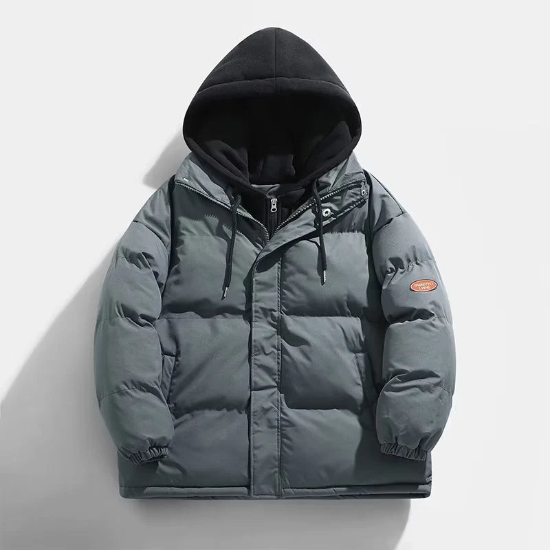 Herren Gepolsterte Winter-Steppjacke mit zweilagiger Kapuze und elastischen Bündchen Nord Taschen