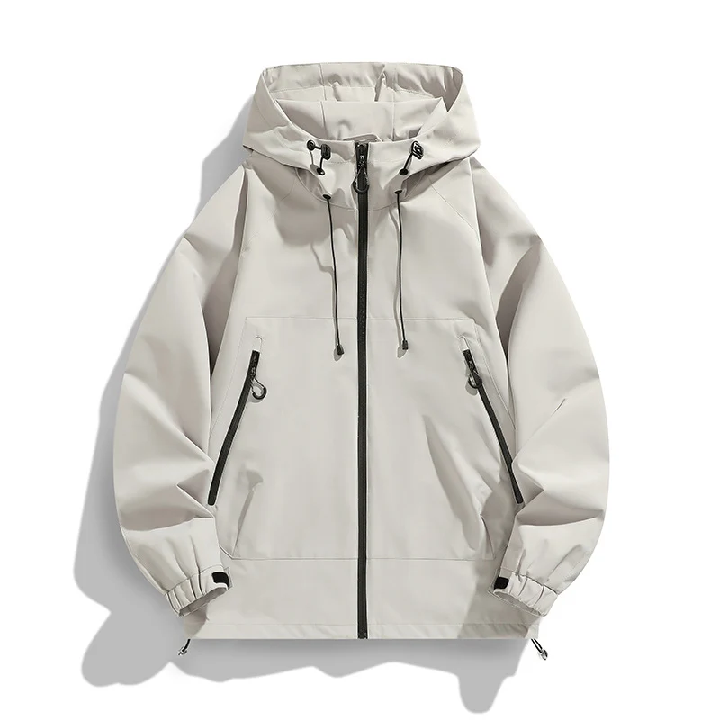 Herren Technische Wind- und Wasserabweisende Kapuzenjacke mit verstellbarem Saum Nord Taschen