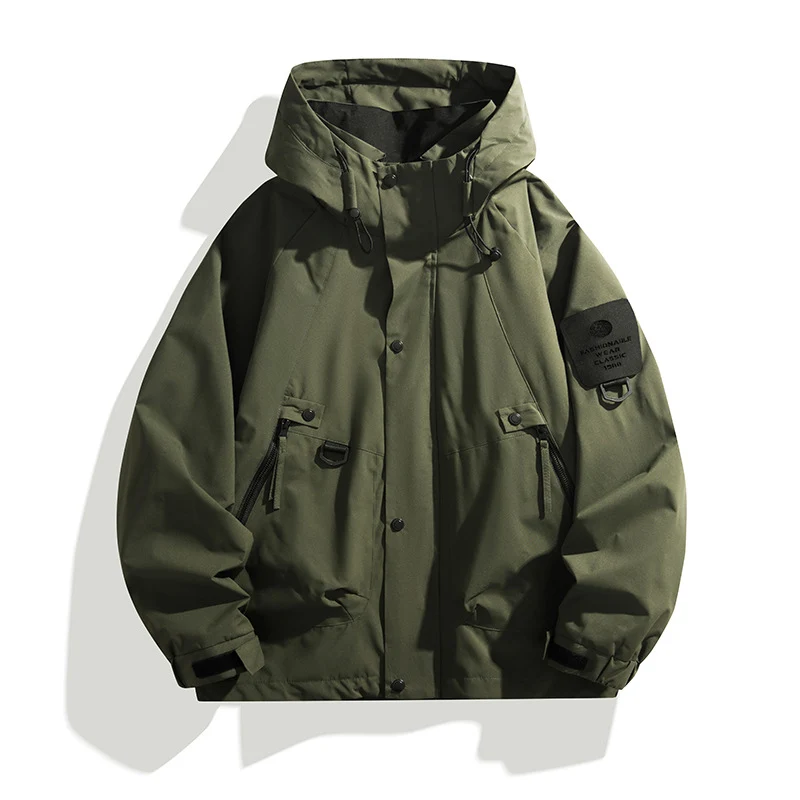 Herren Technische Oversized-Fieldjacke mit wasserabweisender Membran, Utility-Ringen und verdeckter Druckknopfleiste Nord Taschen