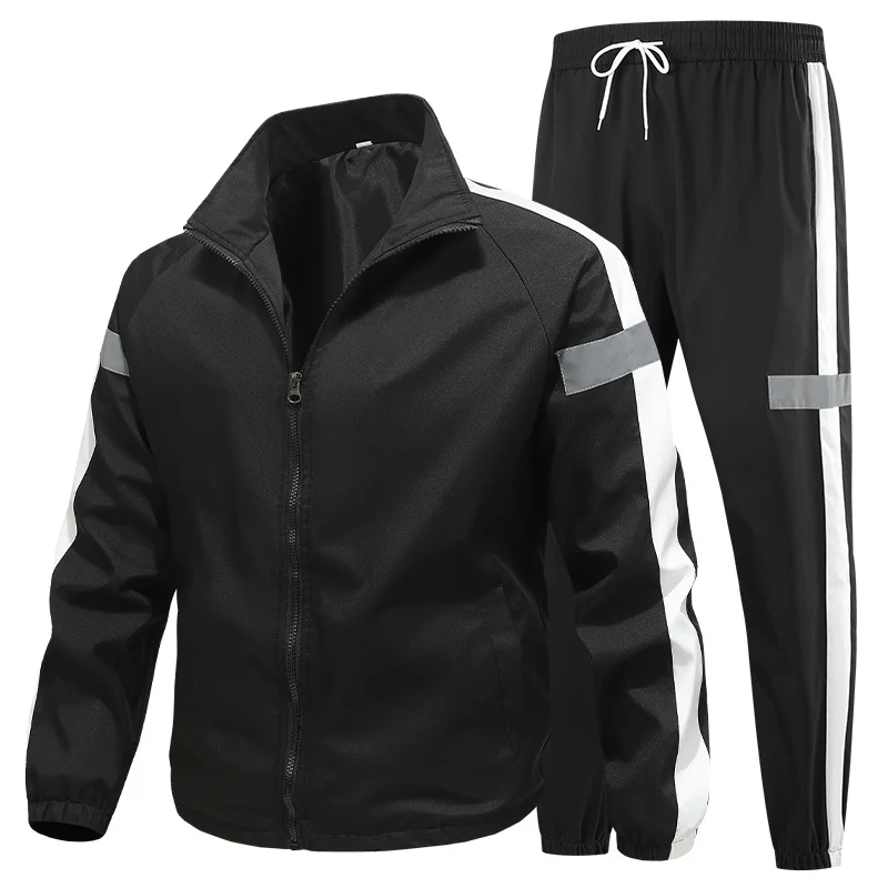 Herren Sportliches Trainingsanzug-Set mit Reißverschlussjacke, Jogginghose und reflektierenden Einsätzen Nord Taschen