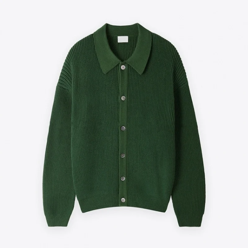 Unisex Grobgerippte Strickjacke mit Hemdkragen und durchgehender Knopfleiste Nord Taschen