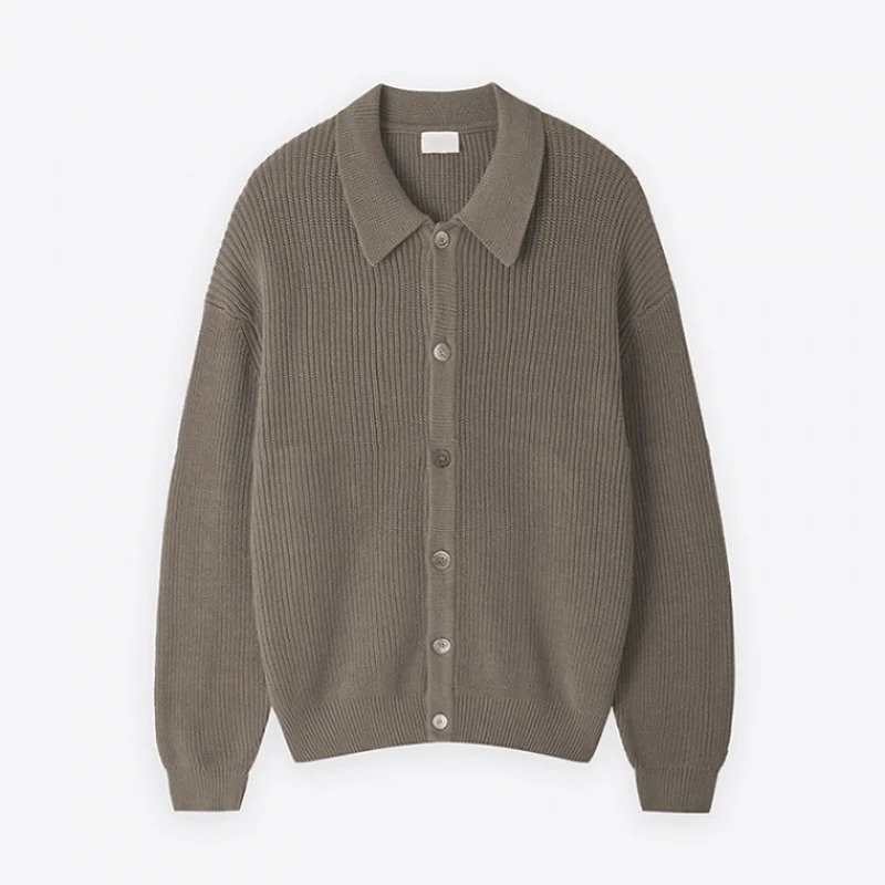 Unisex Grobgerippte Strickjacke mit Hemdkragen und durchgehender Knopfleiste Nord Taschen