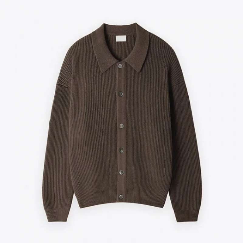 Unisex Grobgerippte Strickjacke mit Hemdkragen und durchgehender Knopfleiste Nord Taschen