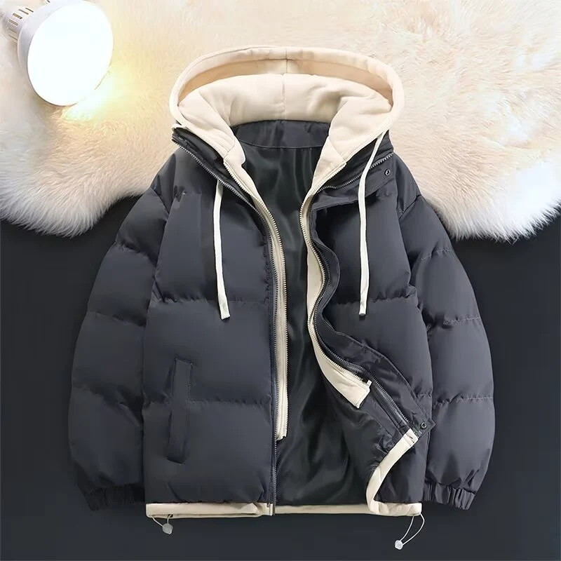 Unisex Gepolsterte Kapuzen-Winterjacke mit kontrastierendem Futter und Kordelzug Nord Taschen
