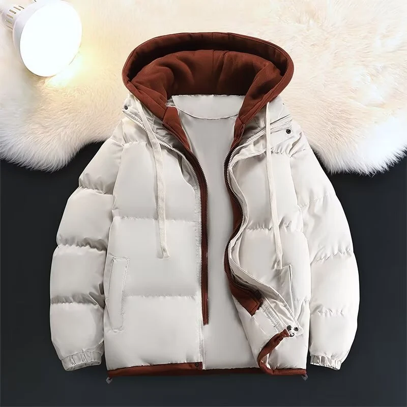 Unisex Gepolsterte Kapuzen-Winterjacke mit kontrastierendem Futter und Kordelzug Nord Taschen