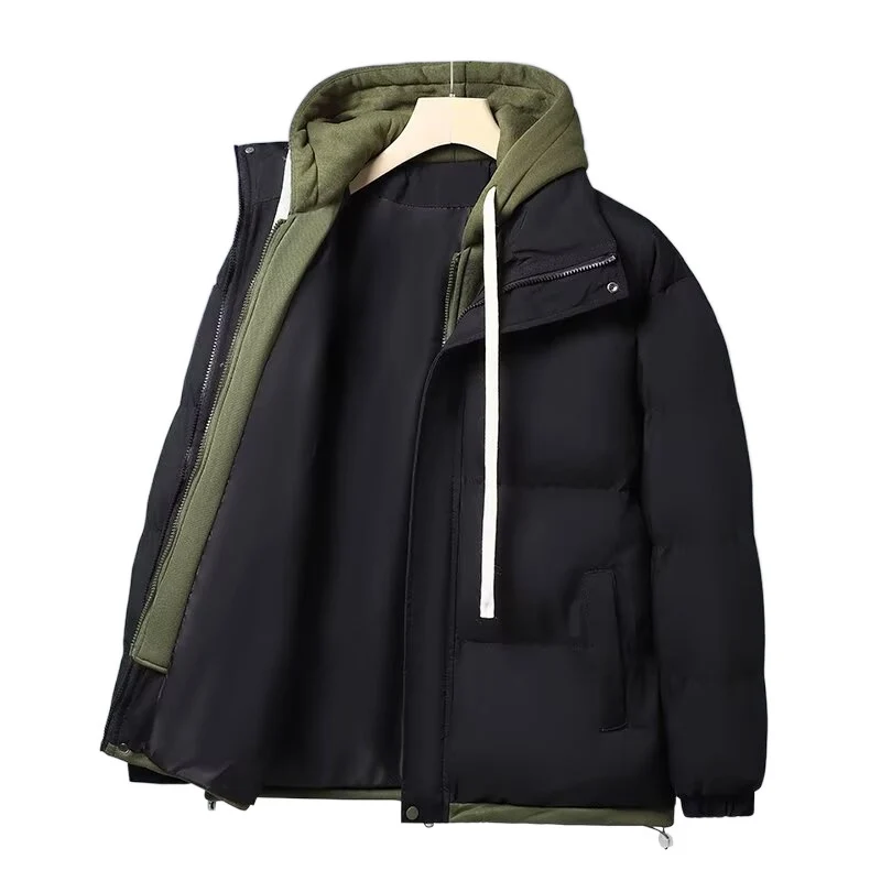 Unisex Gepolsterte Kapuzen-Winterjacke mit kontrastierendem Futter und Kordelzug Nord Taschen