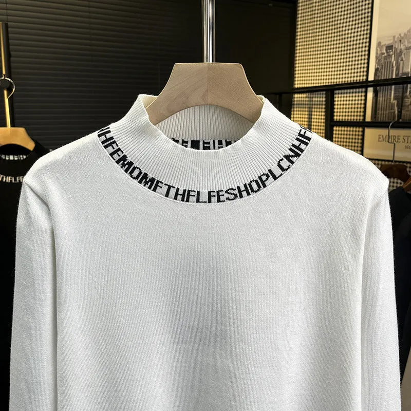 Unisex Feinstrickpullover mit kurzem Stehkragen und kontrastierendem Schriftkragen Nord Taschen