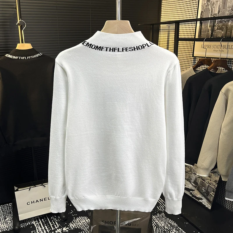Unisex Feinstrickpullover mit kurzem Stehkragen und kontrastierendem Schriftkragen Nord Taschen