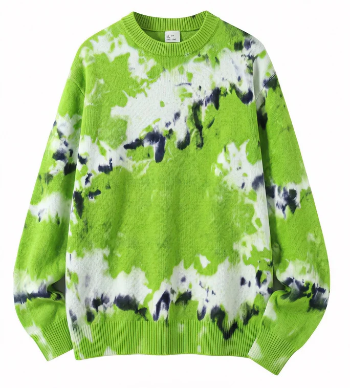 Herren Oversized Batik-Pullover mit Rundhalsausschnitt und Rippbündchen Nord Taschen