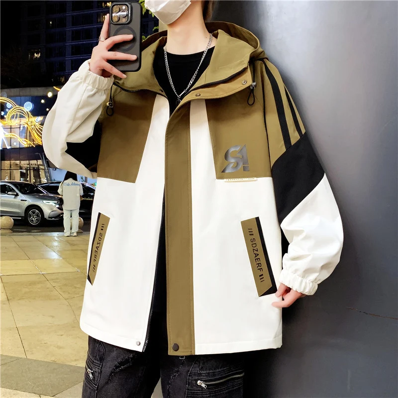 Herren Oversize-Windbreaker mit Kapuze, sportlichem Frontprint und Kontrastpanelen Nord Taschen