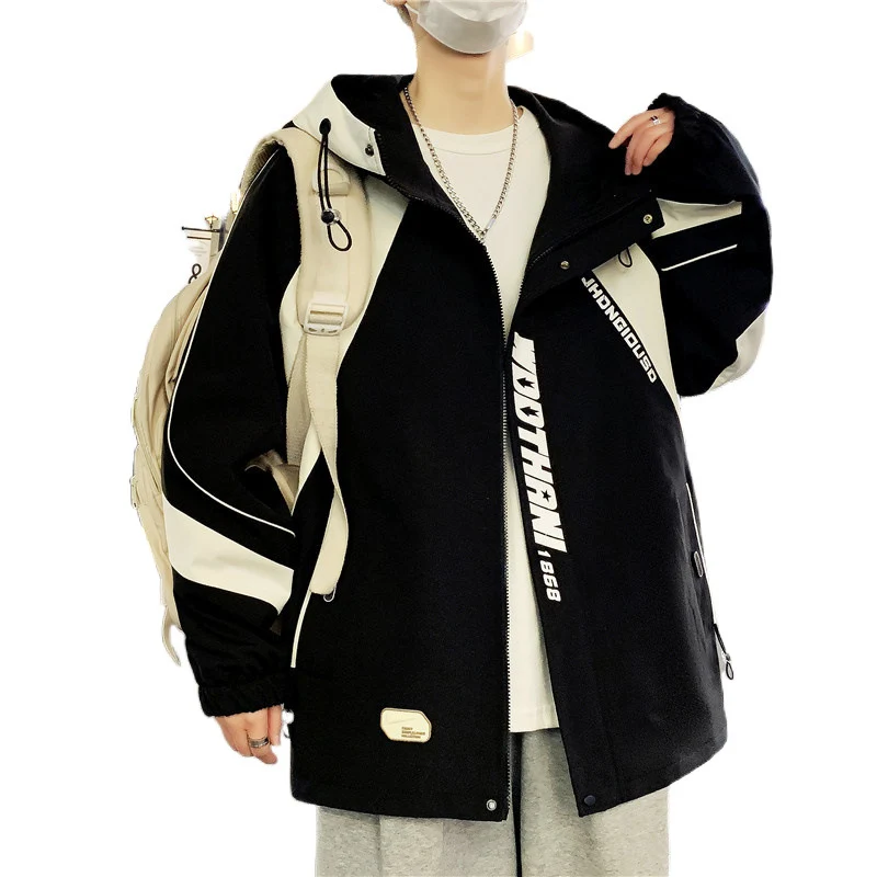 Herren Oversize-Windbreaker mit Kapuze, sportlichem Frontprint und Kontrastpanelen Nord Taschen