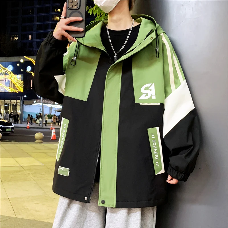 Herren Oversize-Windbreaker mit Kapuze, sportlichem Frontprint und Kontrastpanelen Nord Taschen