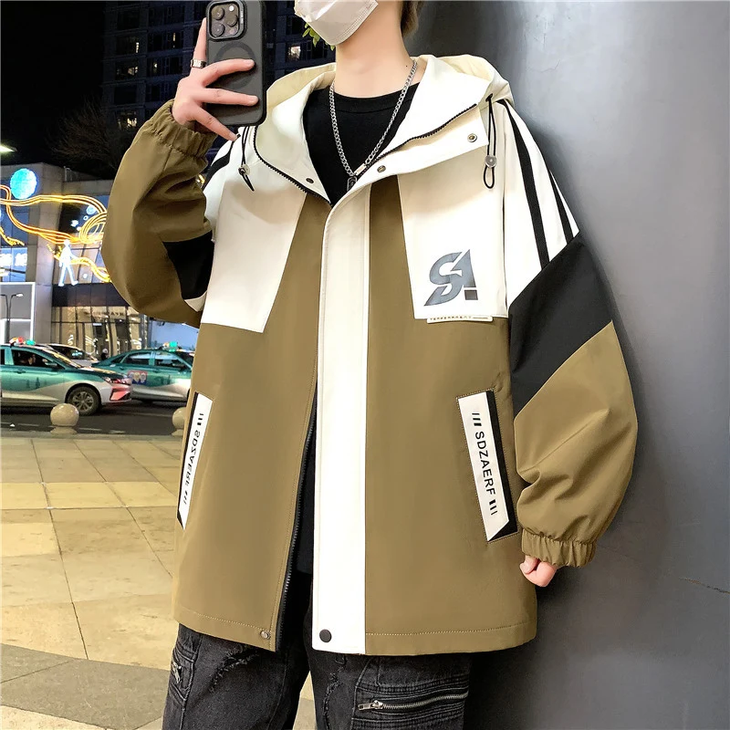 Herren Oversize-Windbreaker mit Kapuze, sportlichem Frontprint und Kontrastpanelen Nord Taschen