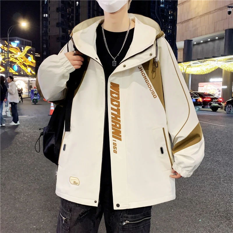 Herren Oversize-Windbreaker mit Kapuze, sportlichem Frontprint und Kontrastpanelen Nord Taschen