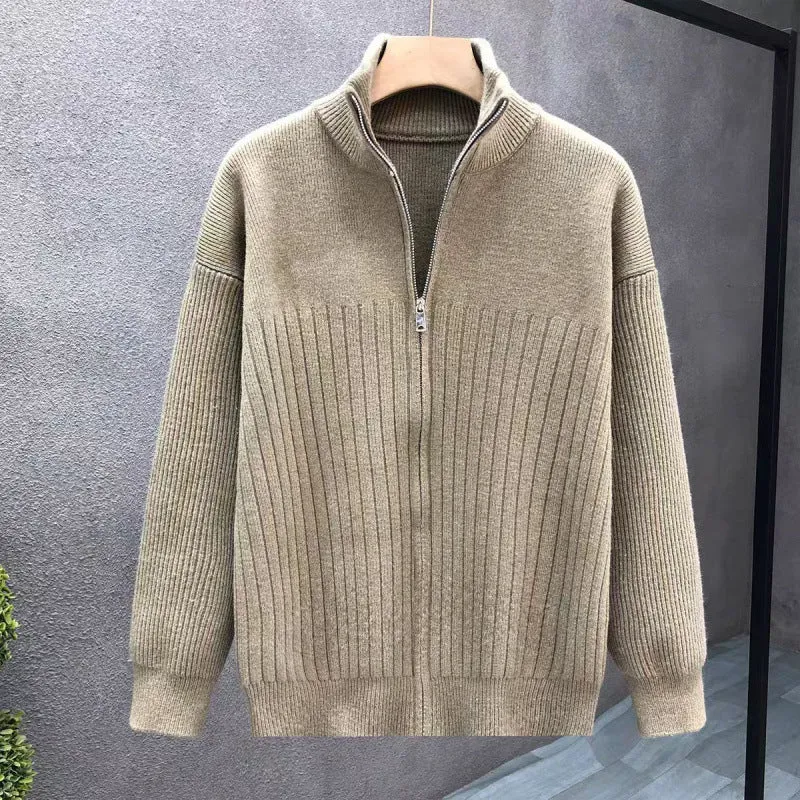 Herren Oversize Feinstrick-Pullover mit halbem Reißverschluss und markanter Rippenstruktur Nord Taschen
