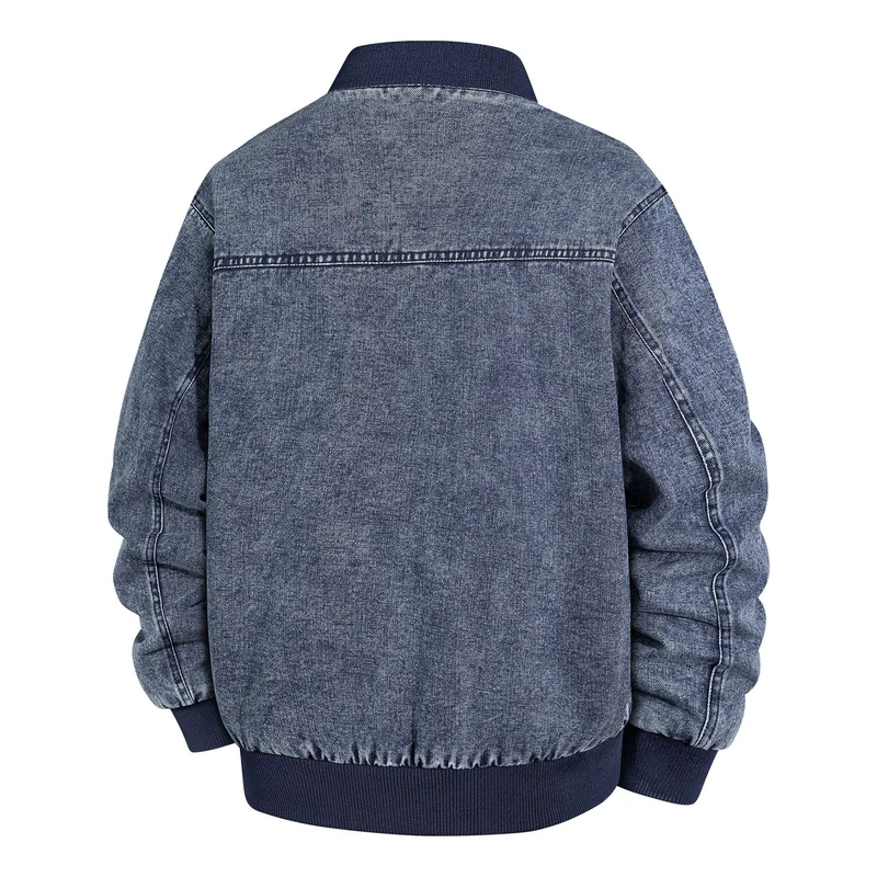 Herren Denim-Bomberjacke mit Rippkragen und Druckknopfverschluss Nord Taschen