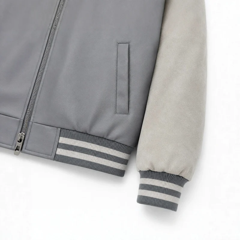 Herren Collegejacke im Letterman‑Style mit Kunstlederkörper und Veloursärmeln Nord Taschen