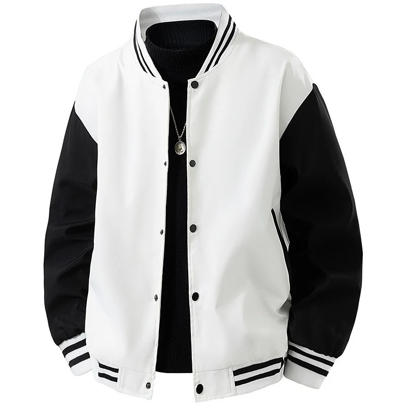 Herren College-Bomberjacke im Retro-Varsity-Design mit Druckknopffront, kontrastärmeln und gerippten Streifenbündchen Nord Taschen