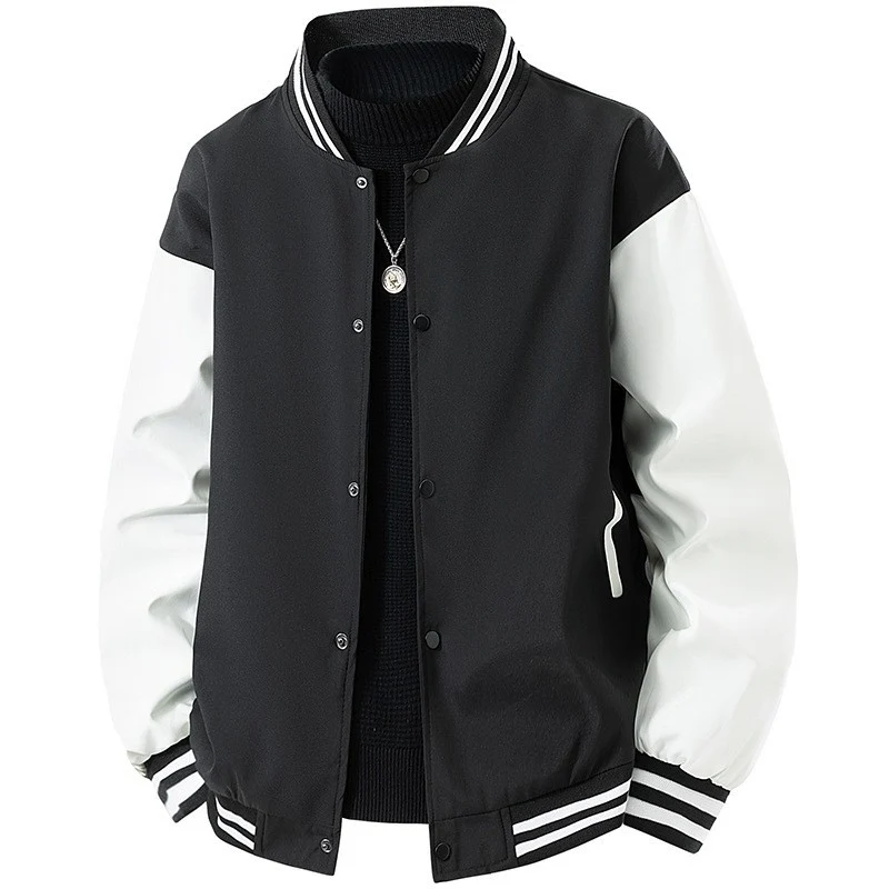 Herren College-Bomberjacke im Retro-Varsity-Design mit Druckknopffront, kontrastärmeln und gerippten Streifenbündchen Nord Taschen