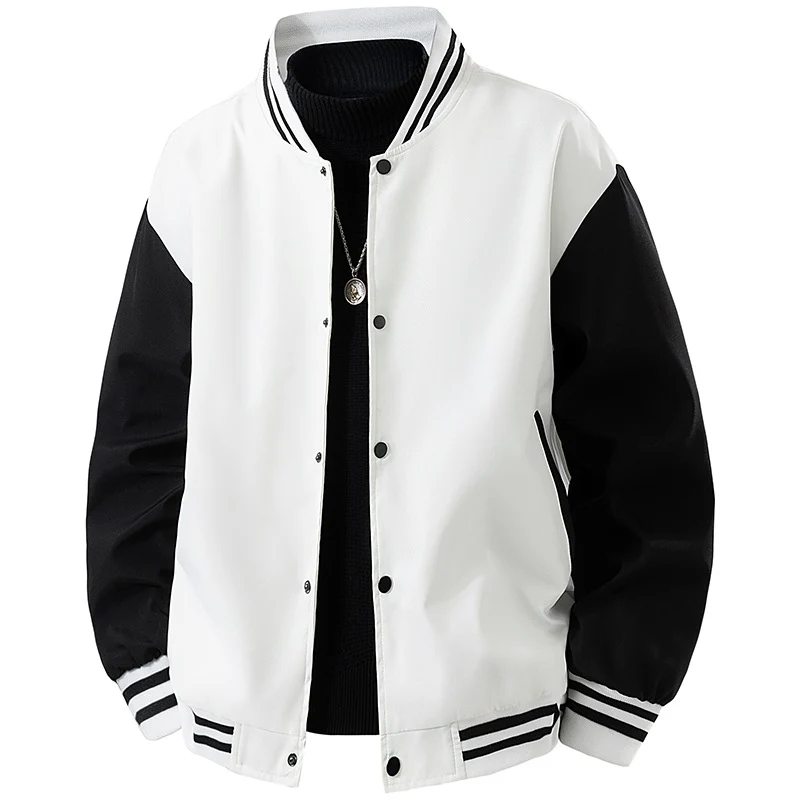 Herren College-Bomberjacke im Retro-Varsity-Design mit Druckknopffront, kontrastärmeln und gerippten Streifenbündchen Nord Taschen