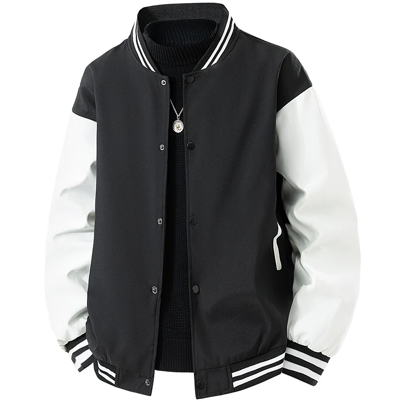 Herren College-Bomberjacke im Retro-Varsity-Design mit Druckknopffront, kontrastärmeln und gerippten Streifenbündchen Nord Taschen