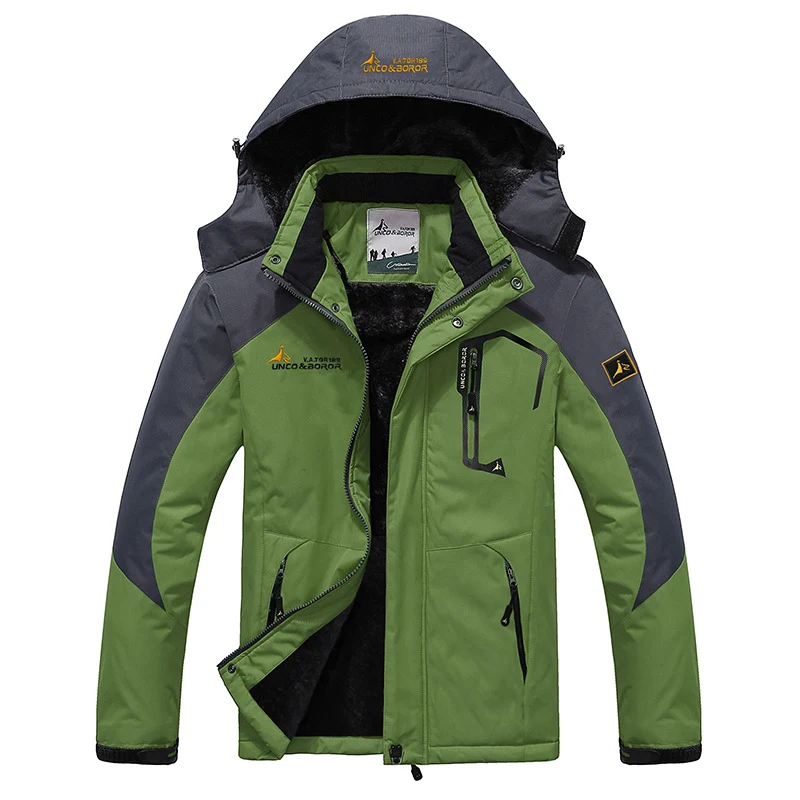 Herren dreilagige Thermo‑Trekkingjacke mit abnehmbarer Kapuze und hochflorigem Fleecefutter Nord Taschen