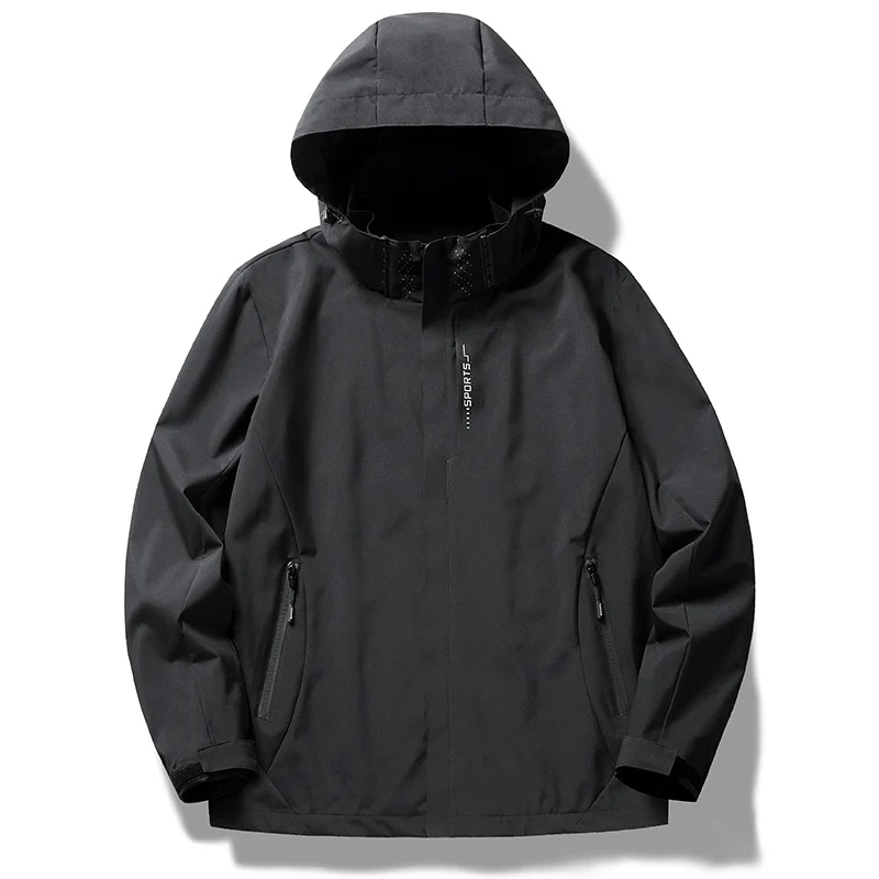 Herren Dreilagige Softshelljacke mit Kapuze, Windschutzleiste und wasserabweisenden Reißverschlüssen Nord Taschen