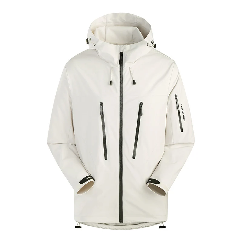 Herren Dreilagige atmungsaktive Hardshell-Outdoorjacke mit Kapuze und verschweißten Nähten Nord Taschen