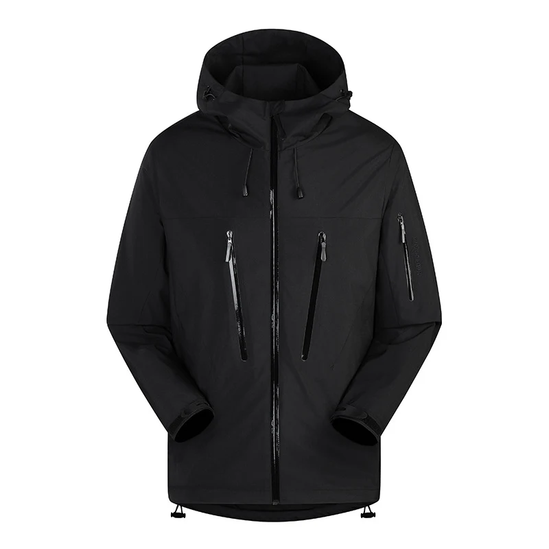 Herren Dreilagige atmungsaktive Hardshell-Outdoorjacke mit Kapuze und verschweißten Nähten Nord Taschen