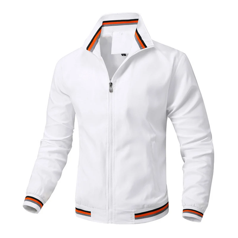 Herren Sportlich-leichte College-Bomberjacke mit geripptem Kragen und Streifen-Details Nord Taschen