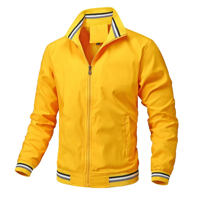 Herren Sportlich-leichte College-Bomberjacke mit geripptem Kragen und Streifen-Details Nord Taschen
