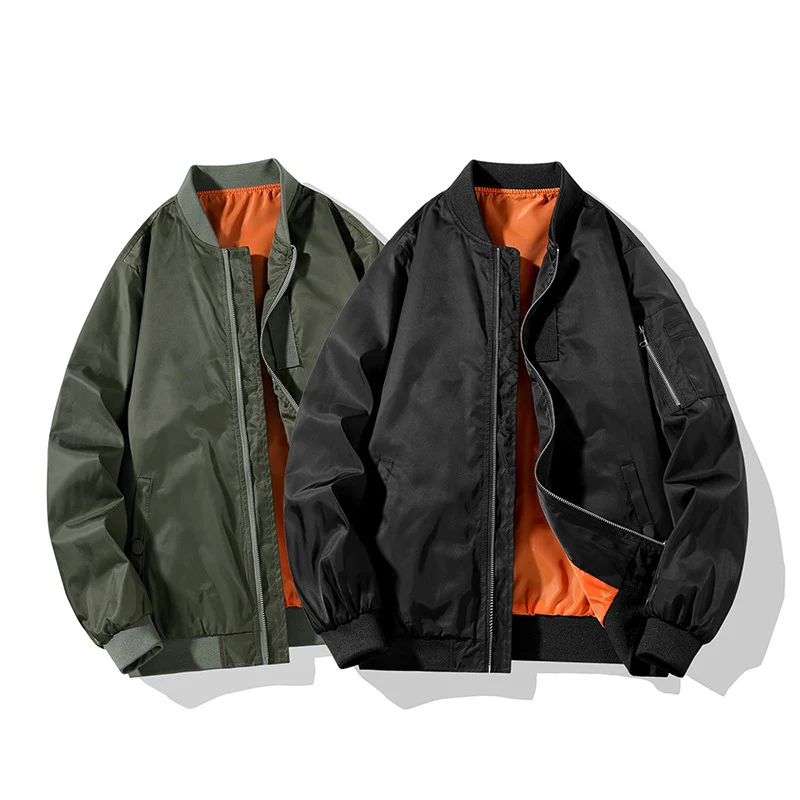 Herren Piloten-Bomberjacke im Military-Look mit kontrastierendem Innenfutter, Ärmeltasche und gerippten Bündchen Nord Taschen
