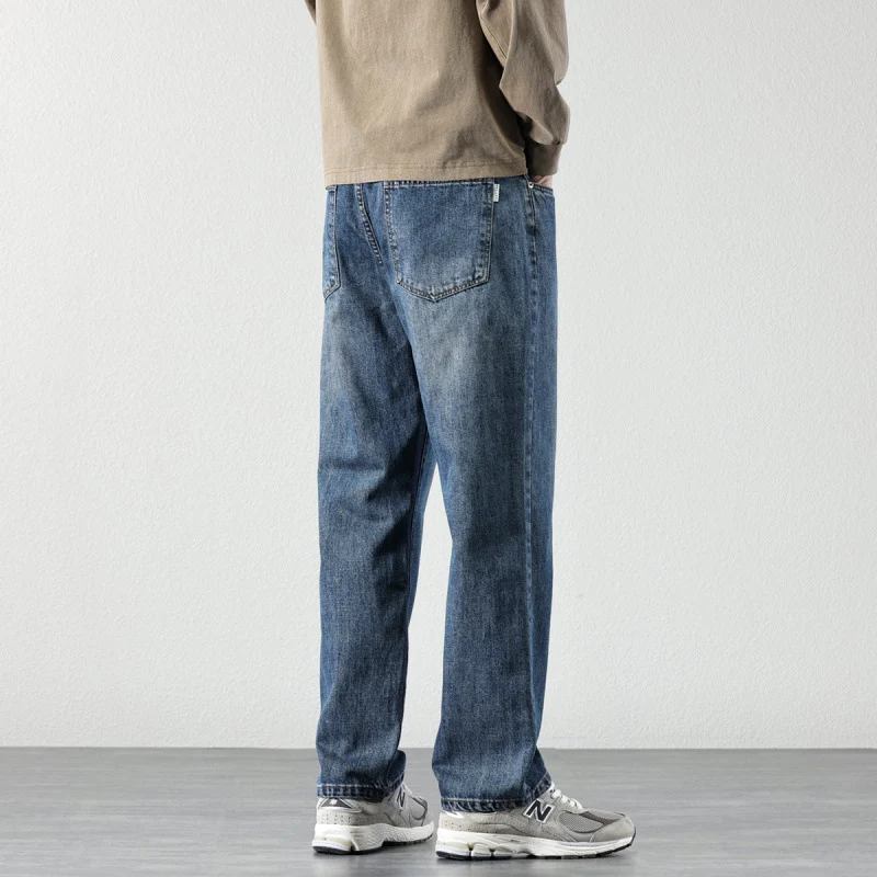 Herren Weite Straight‑Leg Denim-Jeans mit Vintage-Wash und lockerer Passform Nord Taschen
