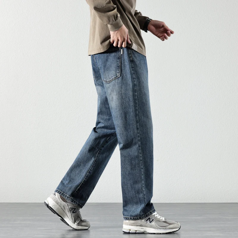 Herren Weite Straight‑Leg Denim-Jeans mit Vintage-Wash und lockerer Passform Nord Taschen