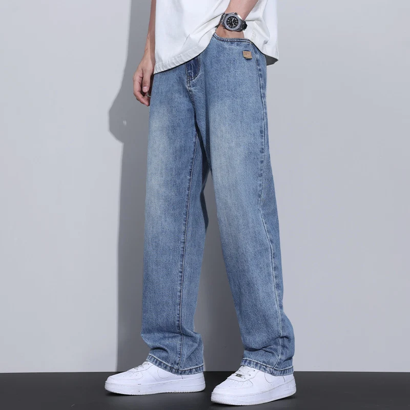 Herren Weite Straight‑Leg Denim-Jeans mit Vintage-Wash und lockerer Passform Nord Taschen