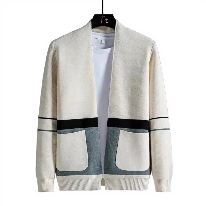Herren Offene Strickjacke im Colorblock‑Design mit aufgesetzten Taschen und geripptem Saum Nord Taschen