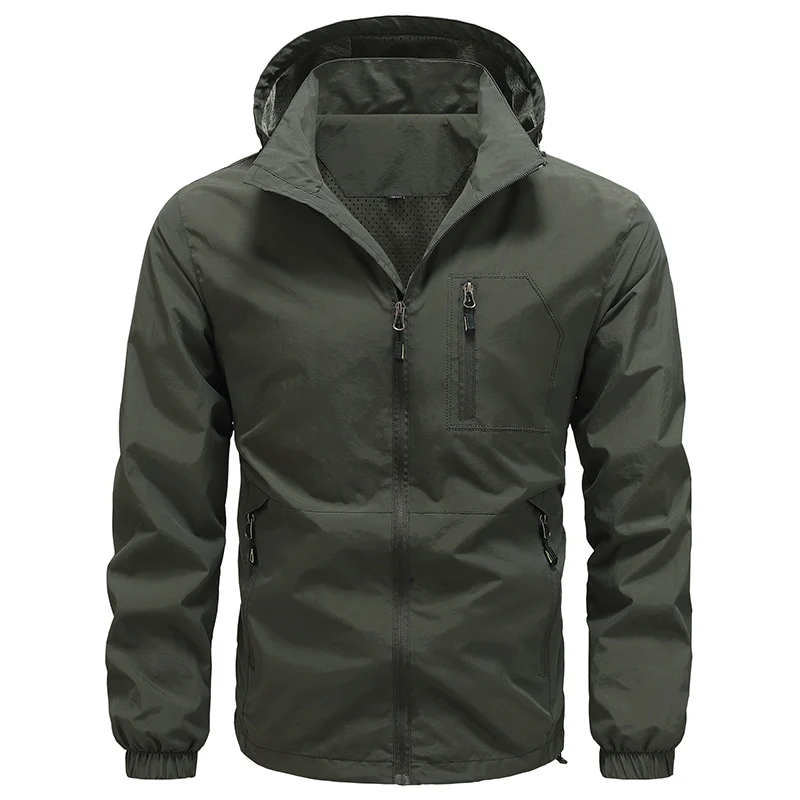 Herren Atmungsaktive ultraleichte Wind- und Regenjacke mit Mesh-Innenfutter und verdeckter Brusttasche Nord Taschen