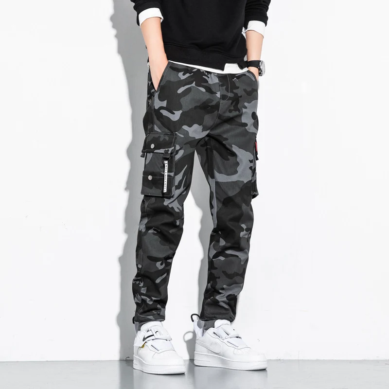 Herren Camouflage Cargo-Jogginghose mit Tapered-Schnitt, elastischem Bund und Multifunktionstaschen Nord Taschen